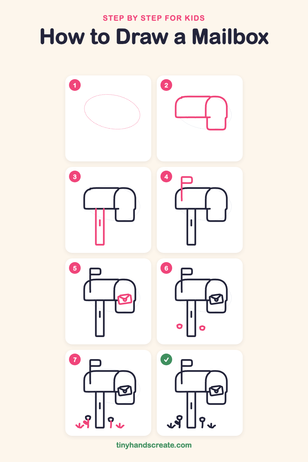 How to draw a mailbox step by step for kids