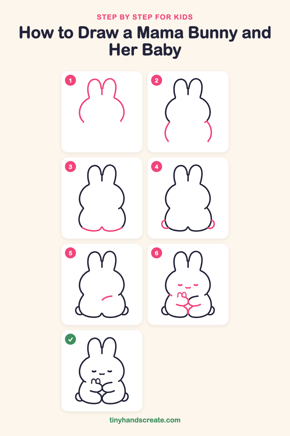 How to Draw a Mama Bunny and Her Baby: Easy Step by Step for Kids