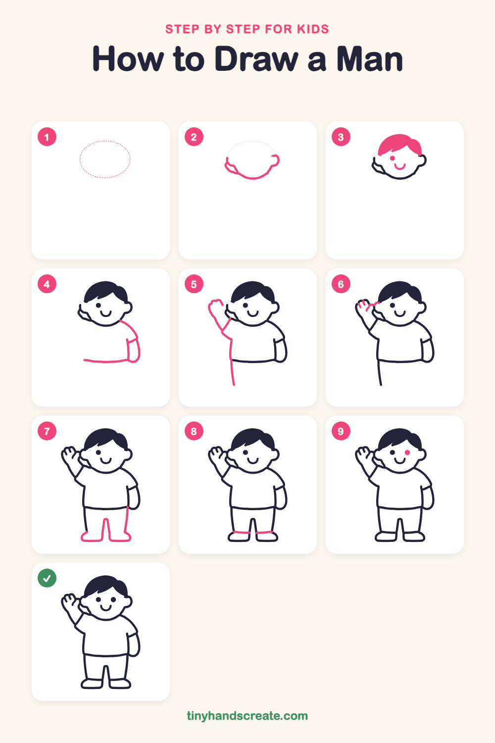 How to draw a man step by step for kids