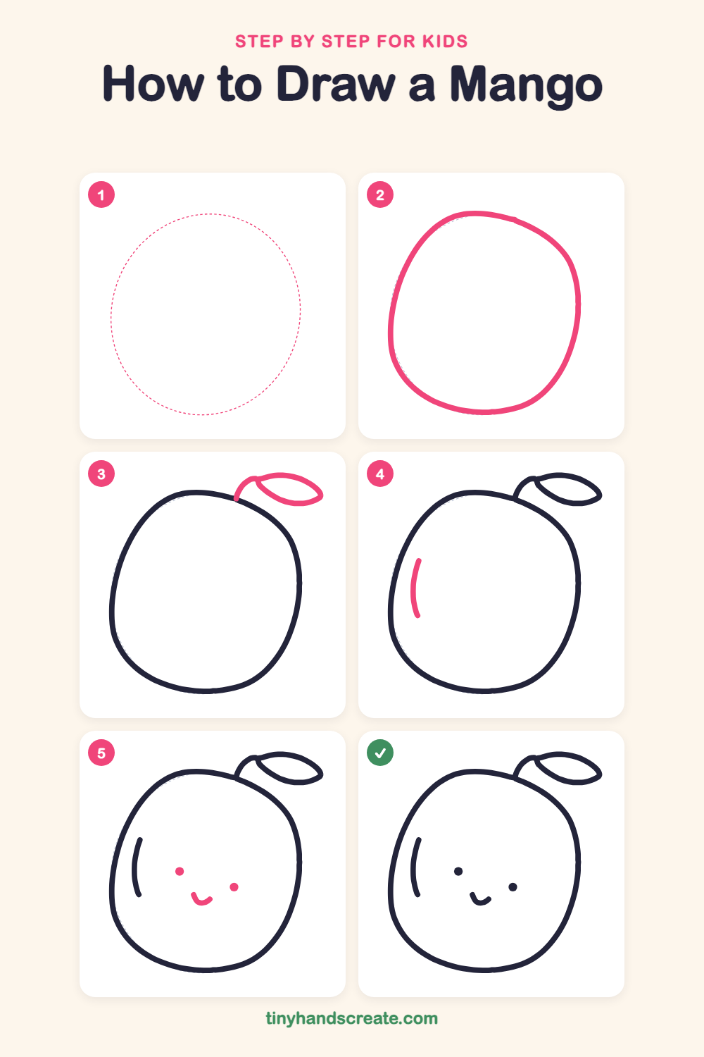 How to draw a mango step by step for kids