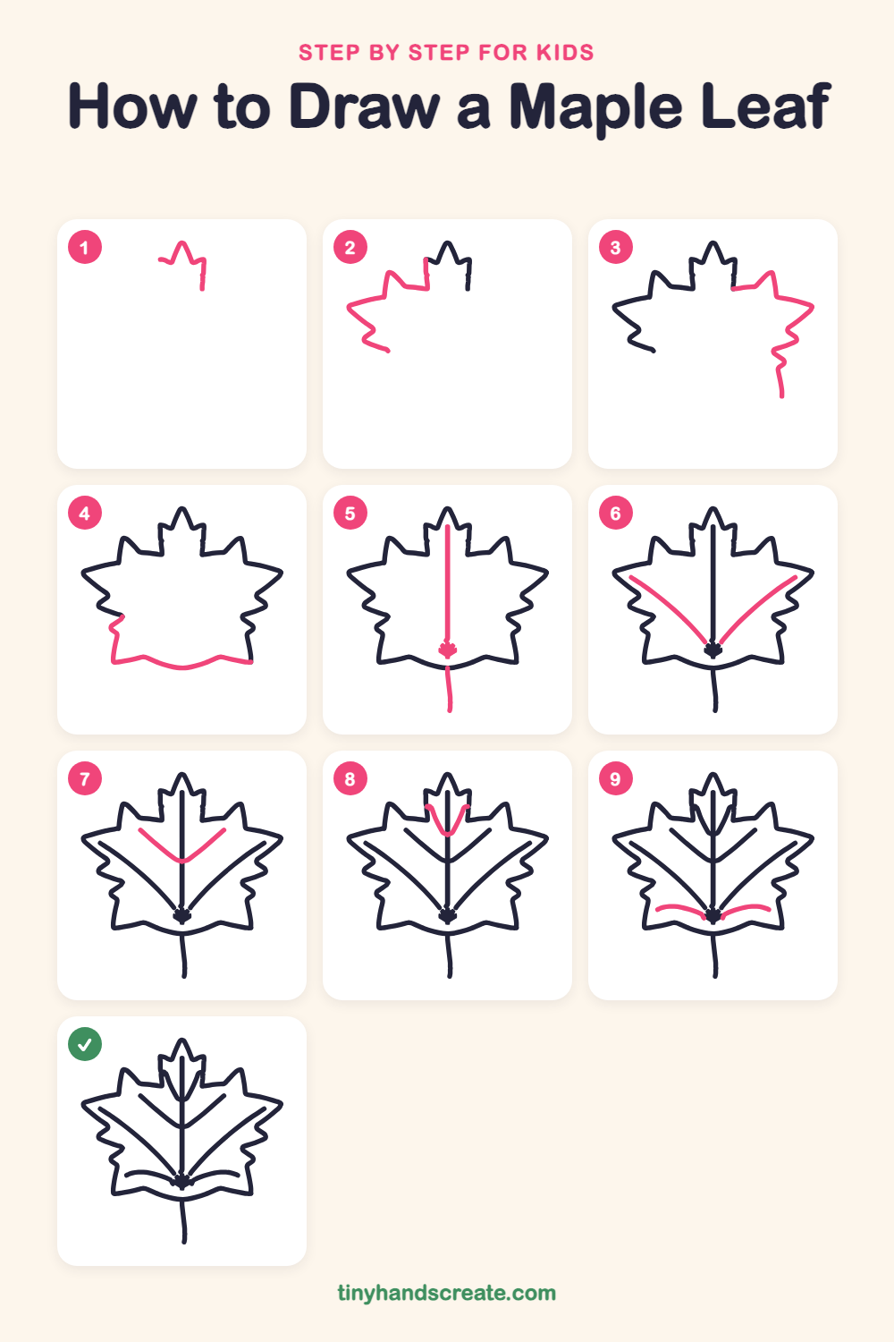How to draw a maple leaf step by step for kids