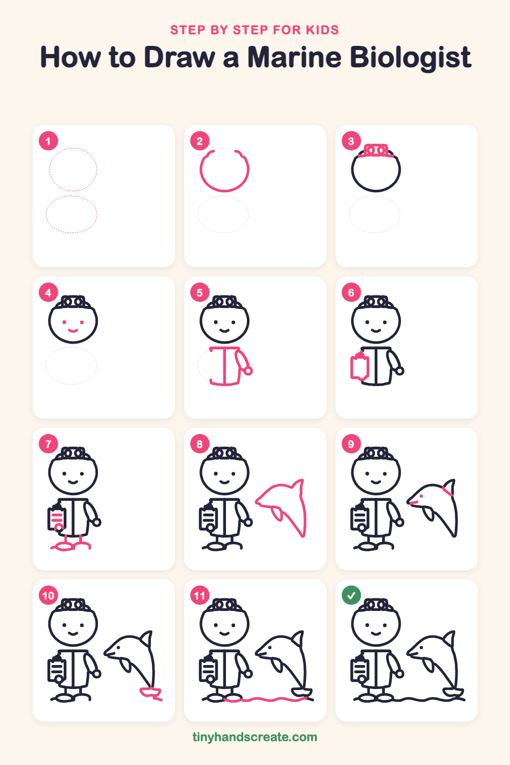 How to draw a marine biologist step by step for kids