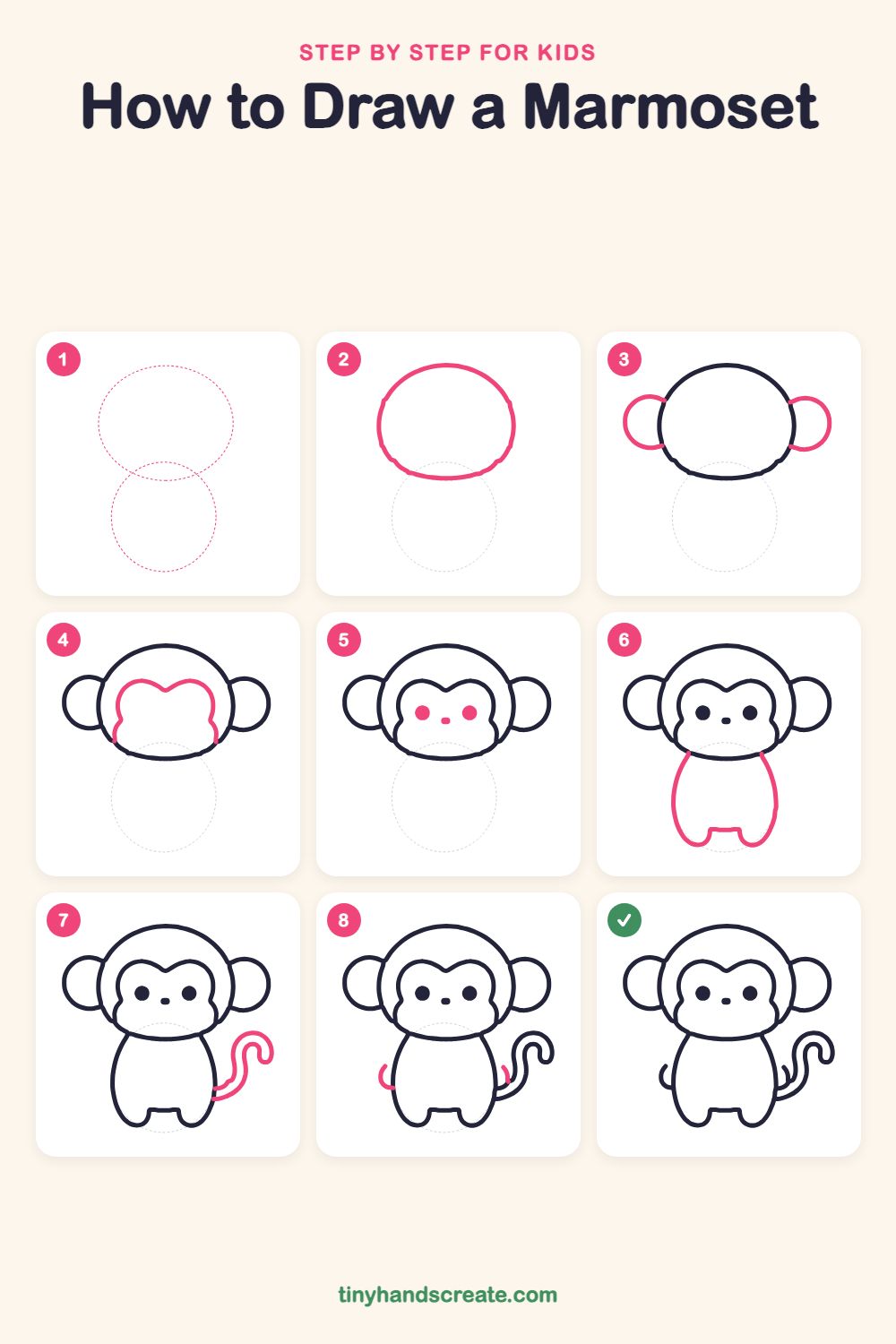 How to draw a marmoset step by step for kids
