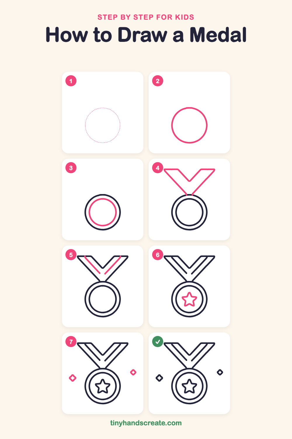 How to draw a medal step by step for kids