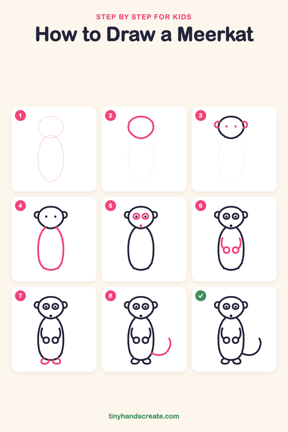 How to draw a meerkat step by step for kids