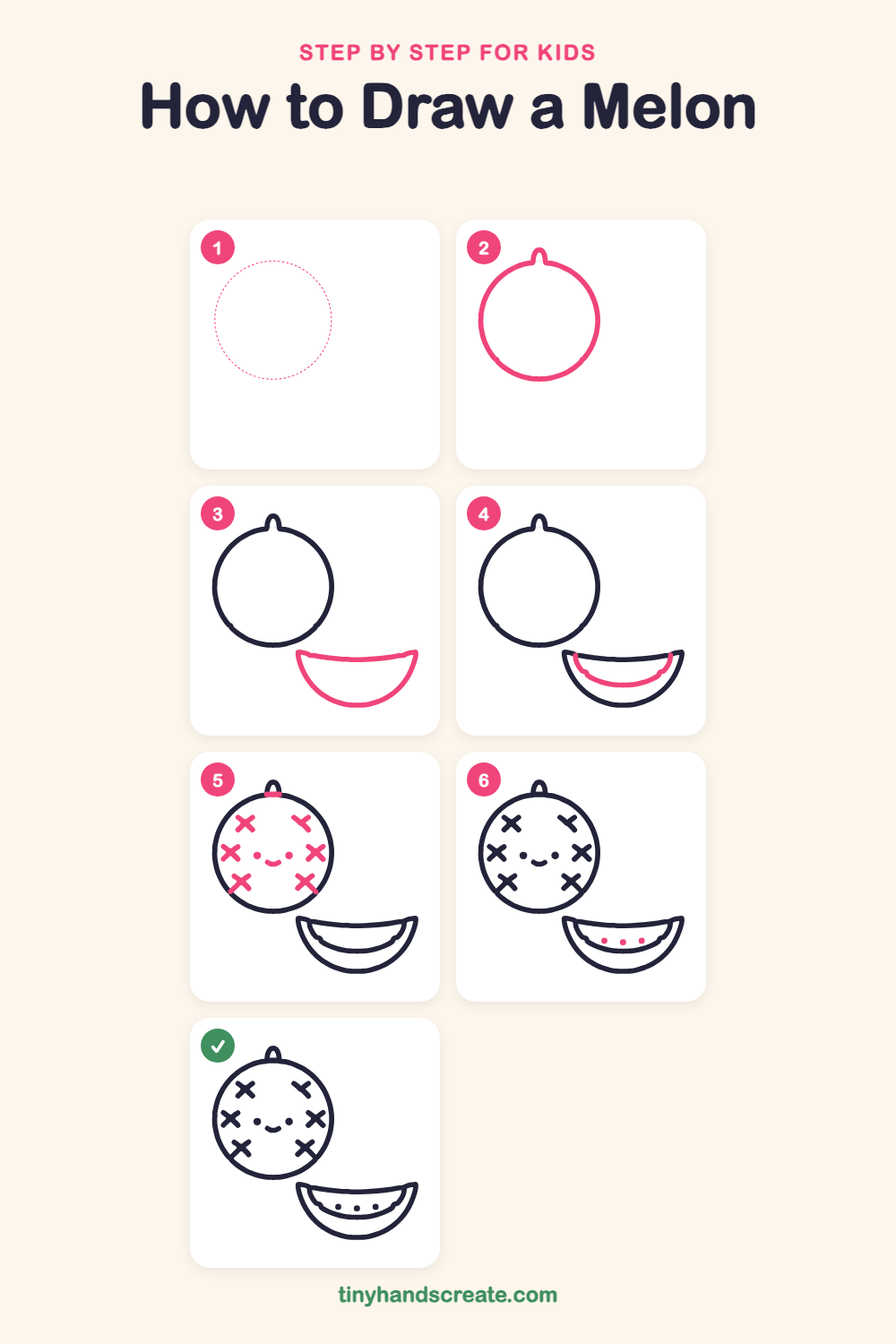 How to draw a melon step by step for kids