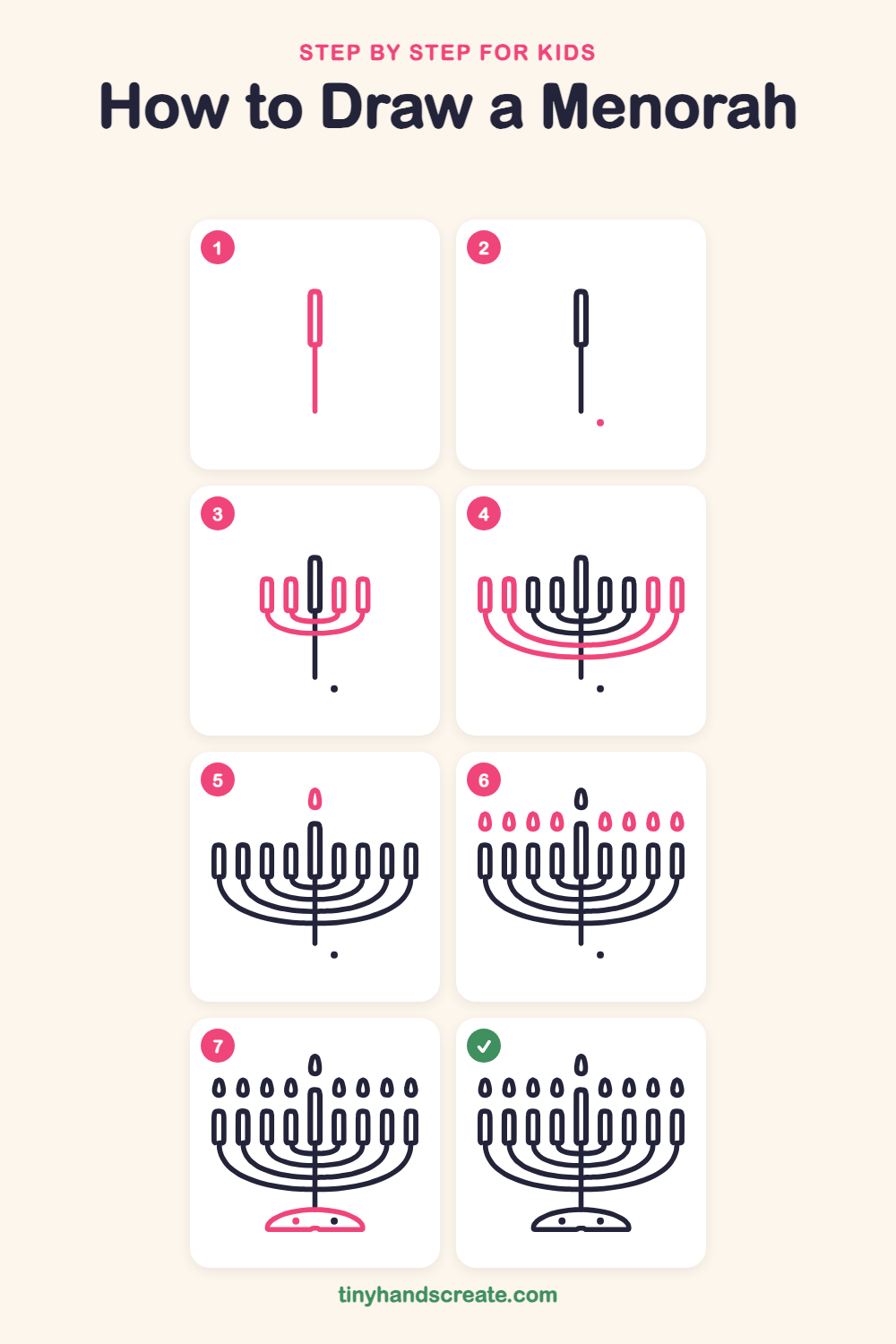 How to draw a menorah step by step for kids