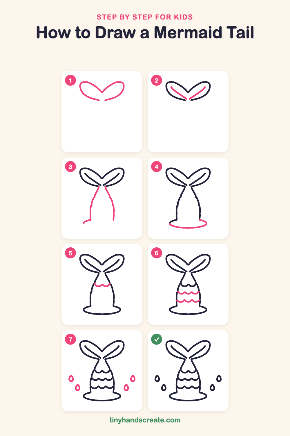 How to draw a mermaid tail step by step for kids