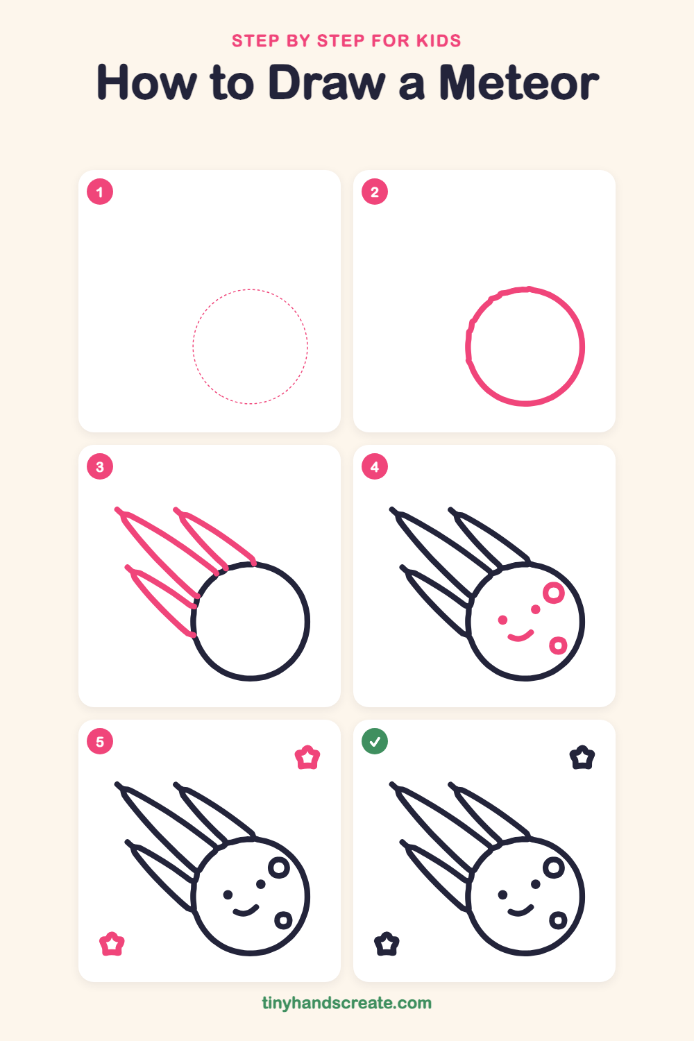 How to draw a meteor step by step for kids
