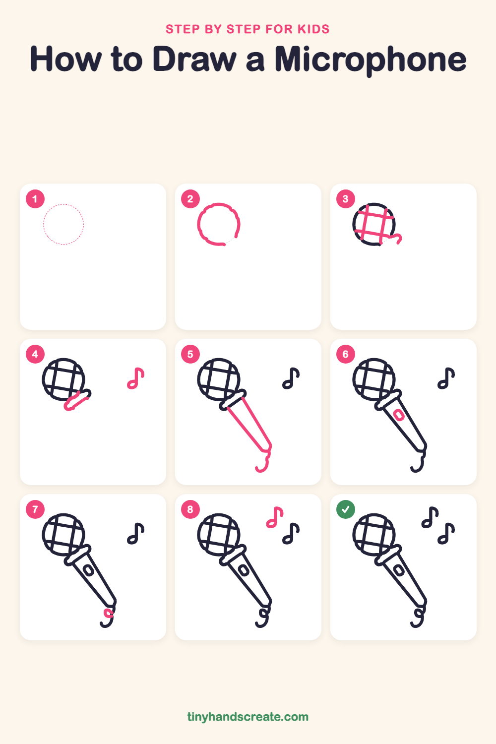 How to draw a microphone step by step for kids