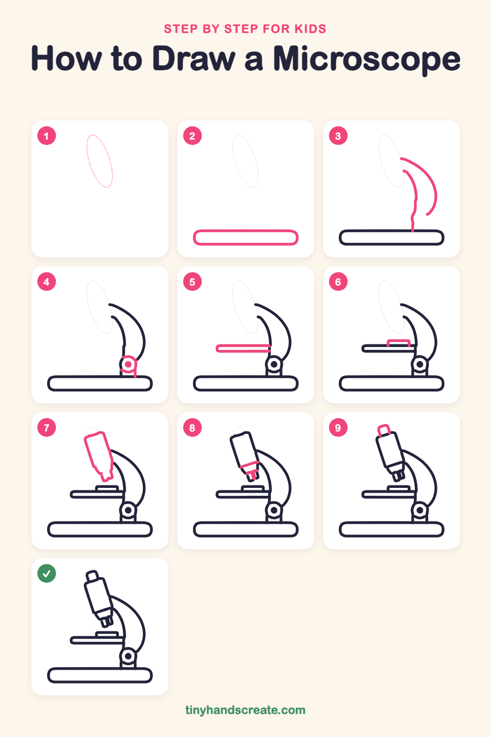 How to draw a microscope step by step for kids