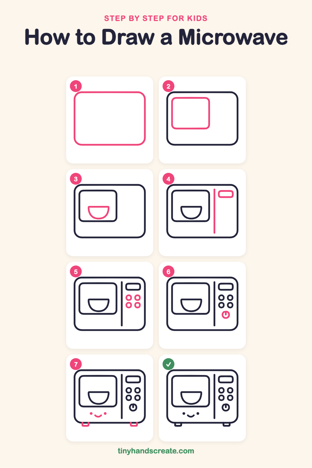 How to draw a microwave step by step for kids