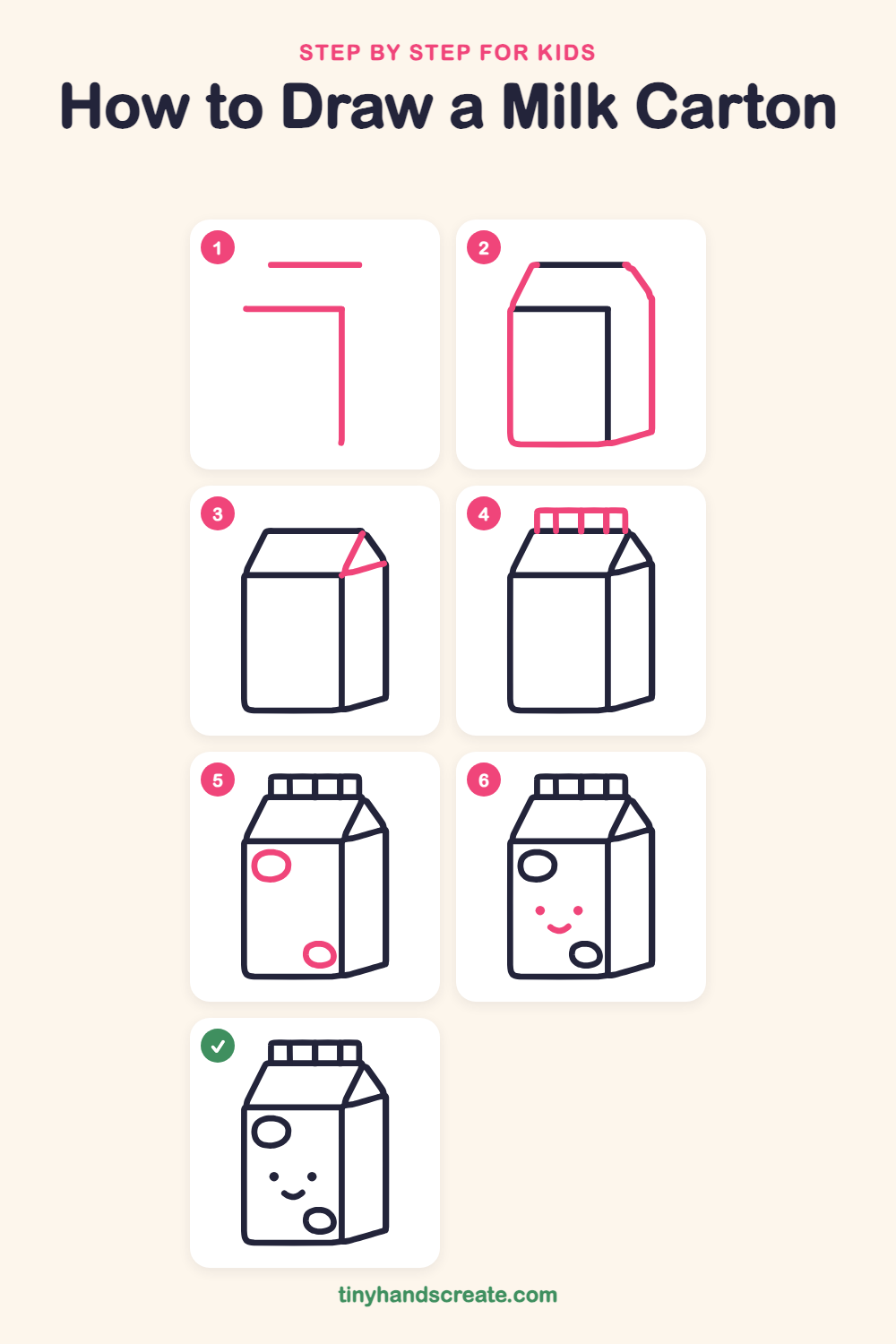 How to draw a milk carton step by step for kids