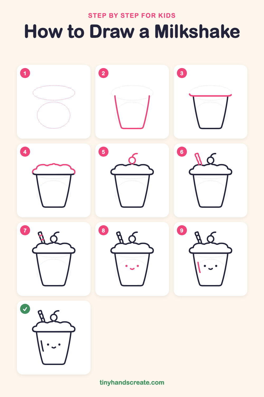 How to draw a milkshake step by step for kids