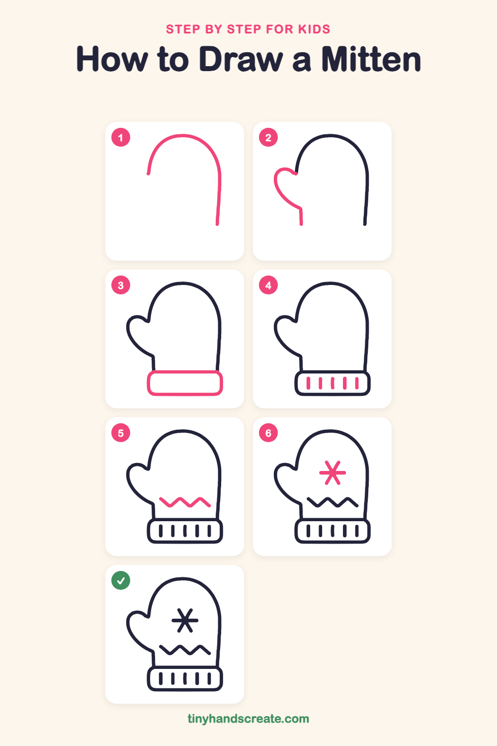 How to draw a mitten step by step for kids