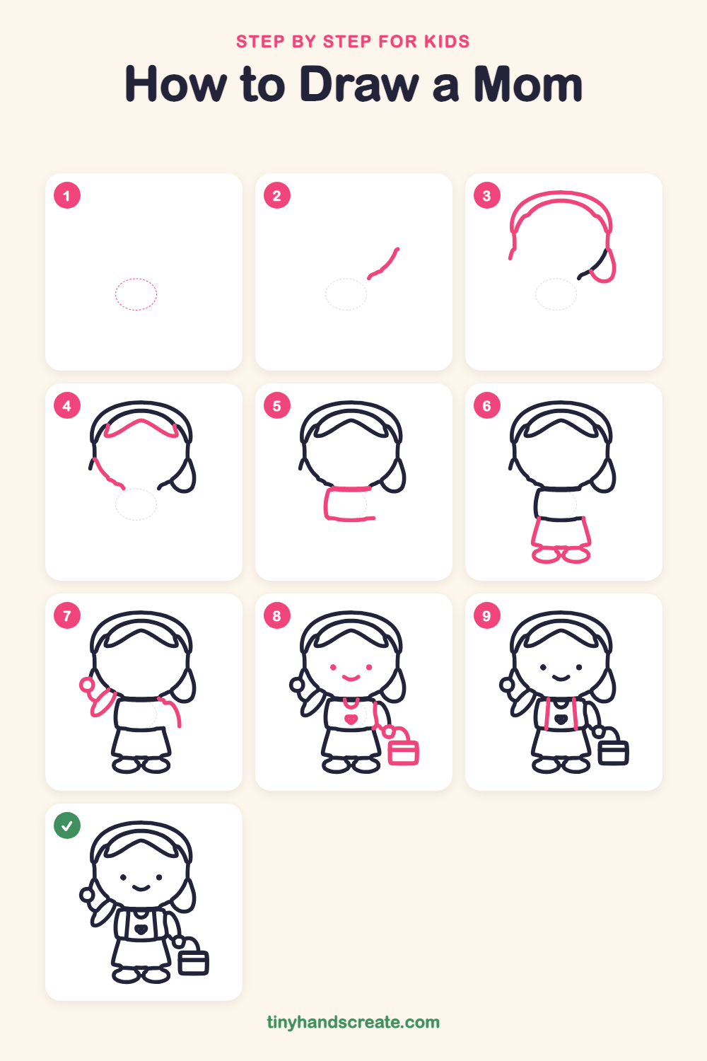 How to draw a mom step by step for kids