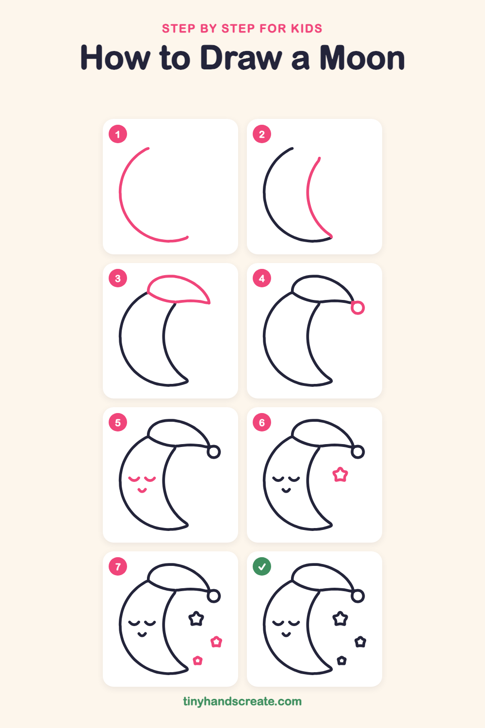 How to draw a moon step by step for kids