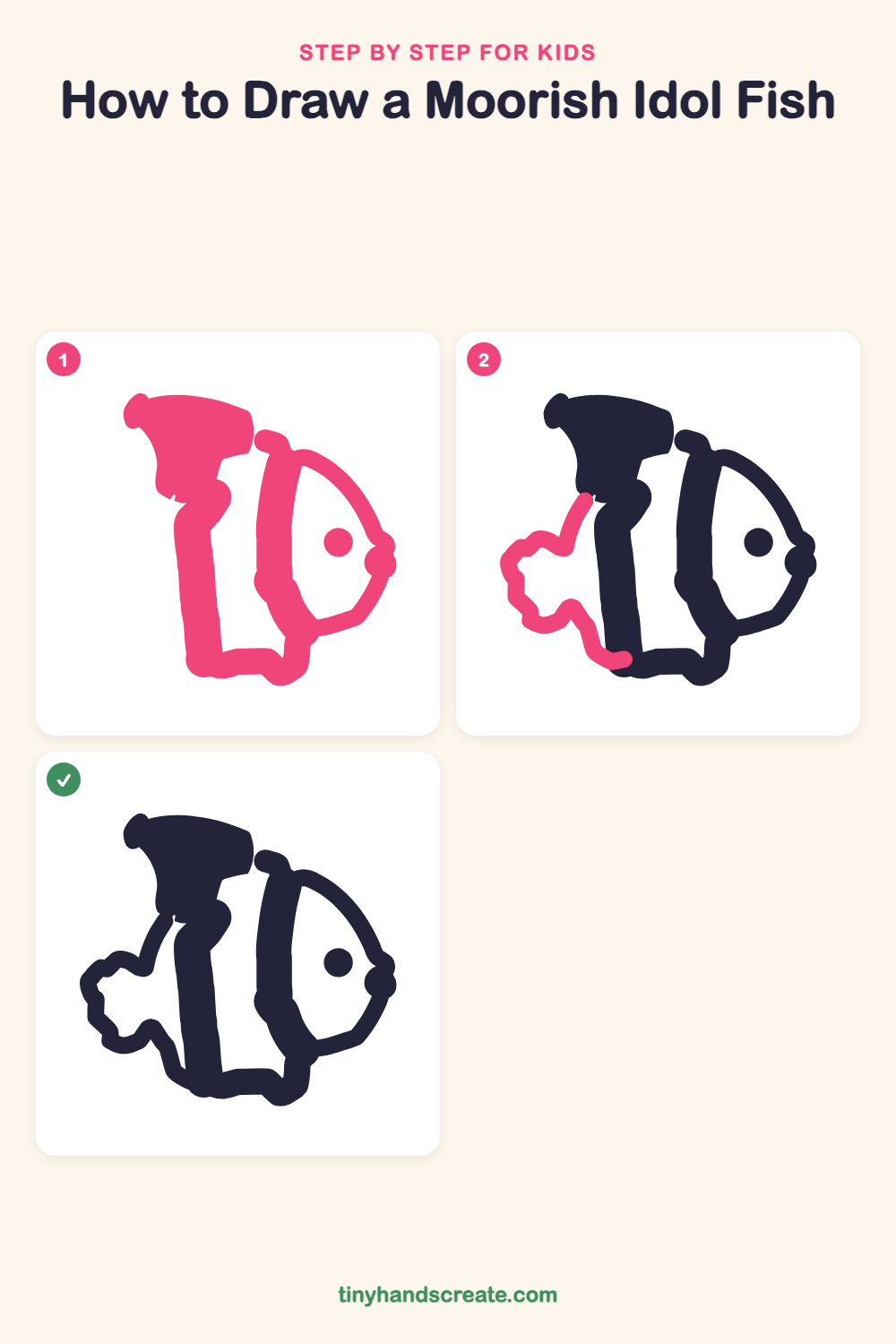 How to draw a moorish idol fish step by step for kids
