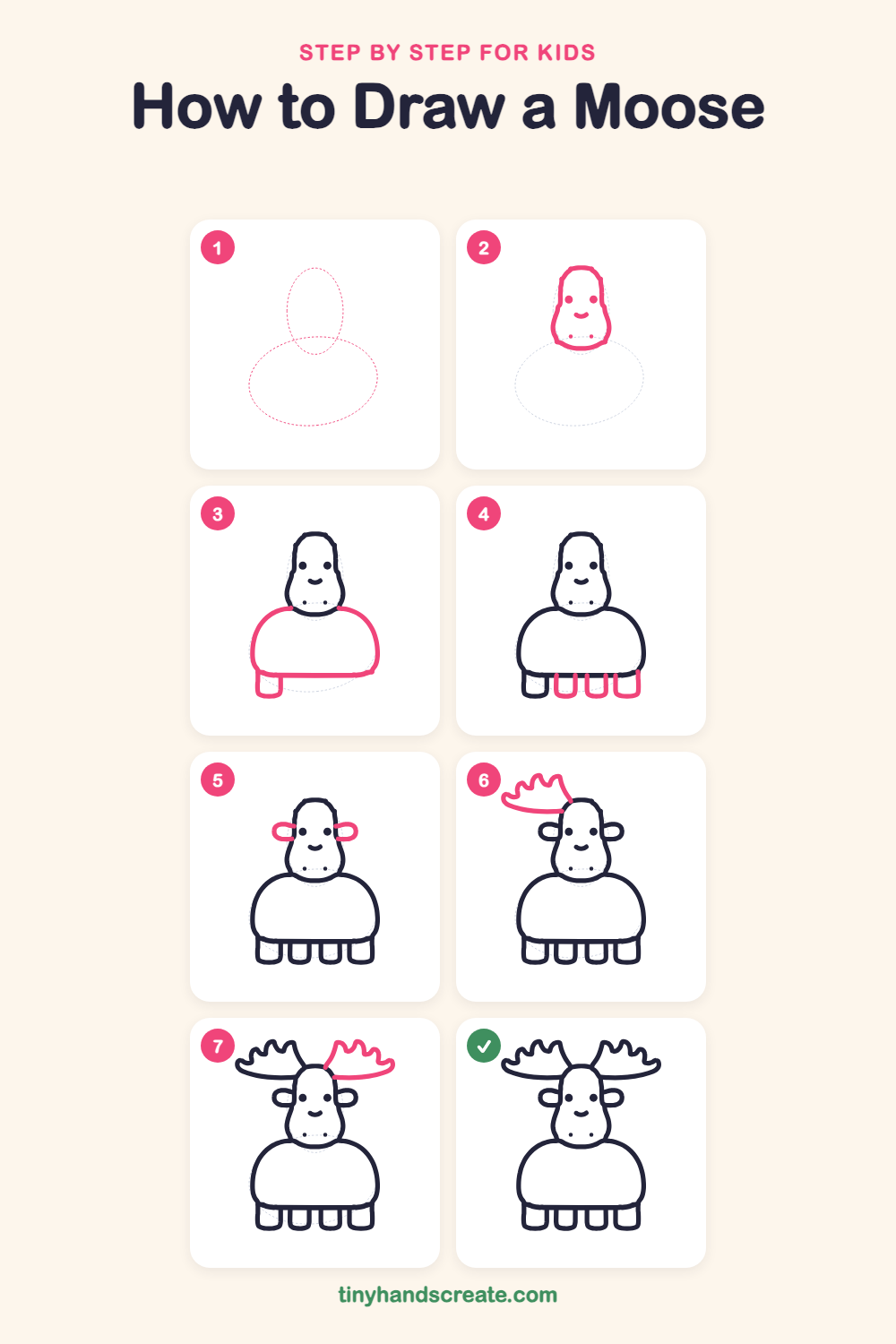 How to draw a moose step by step for kids