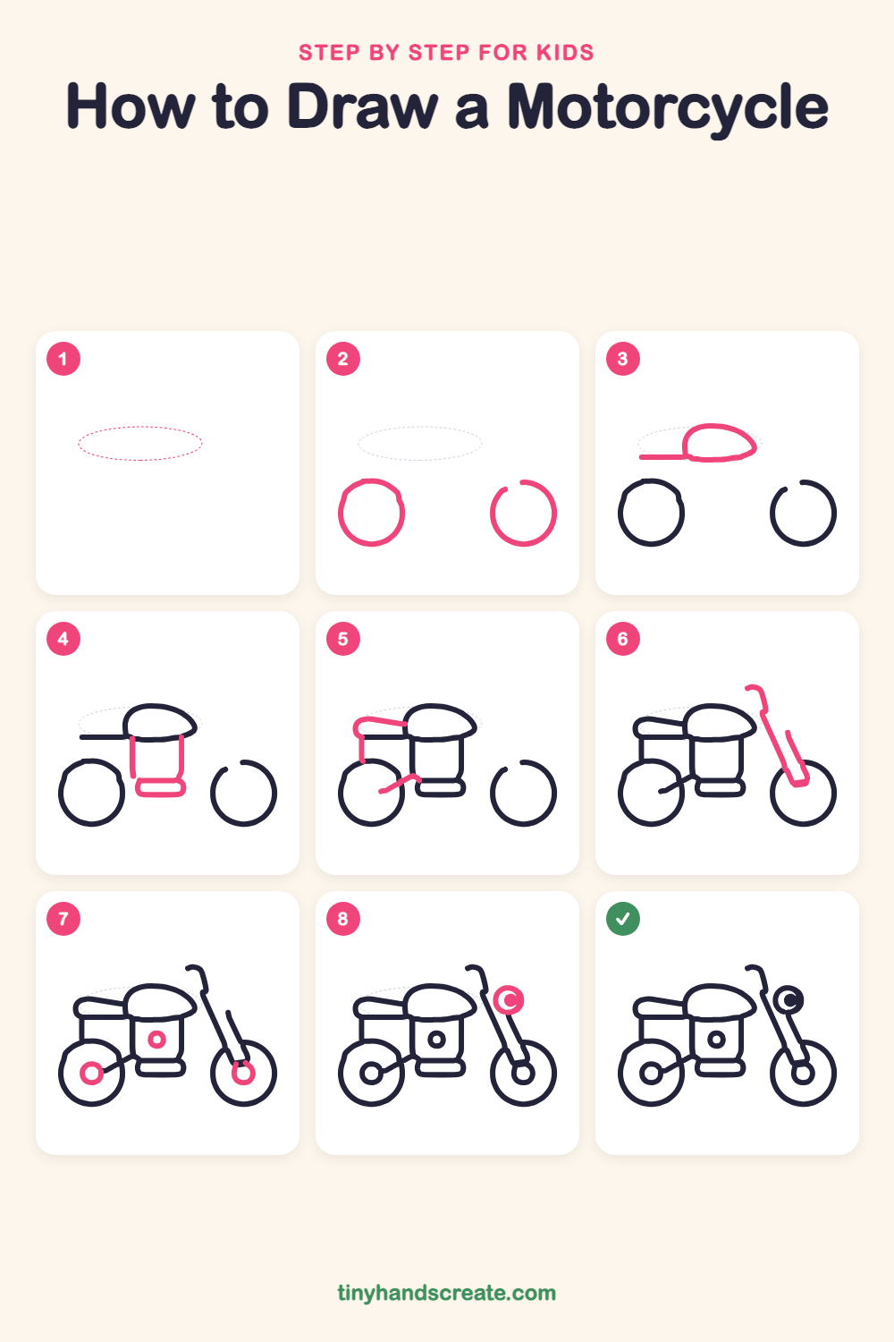 How to draw a motorcycle step by step for kids