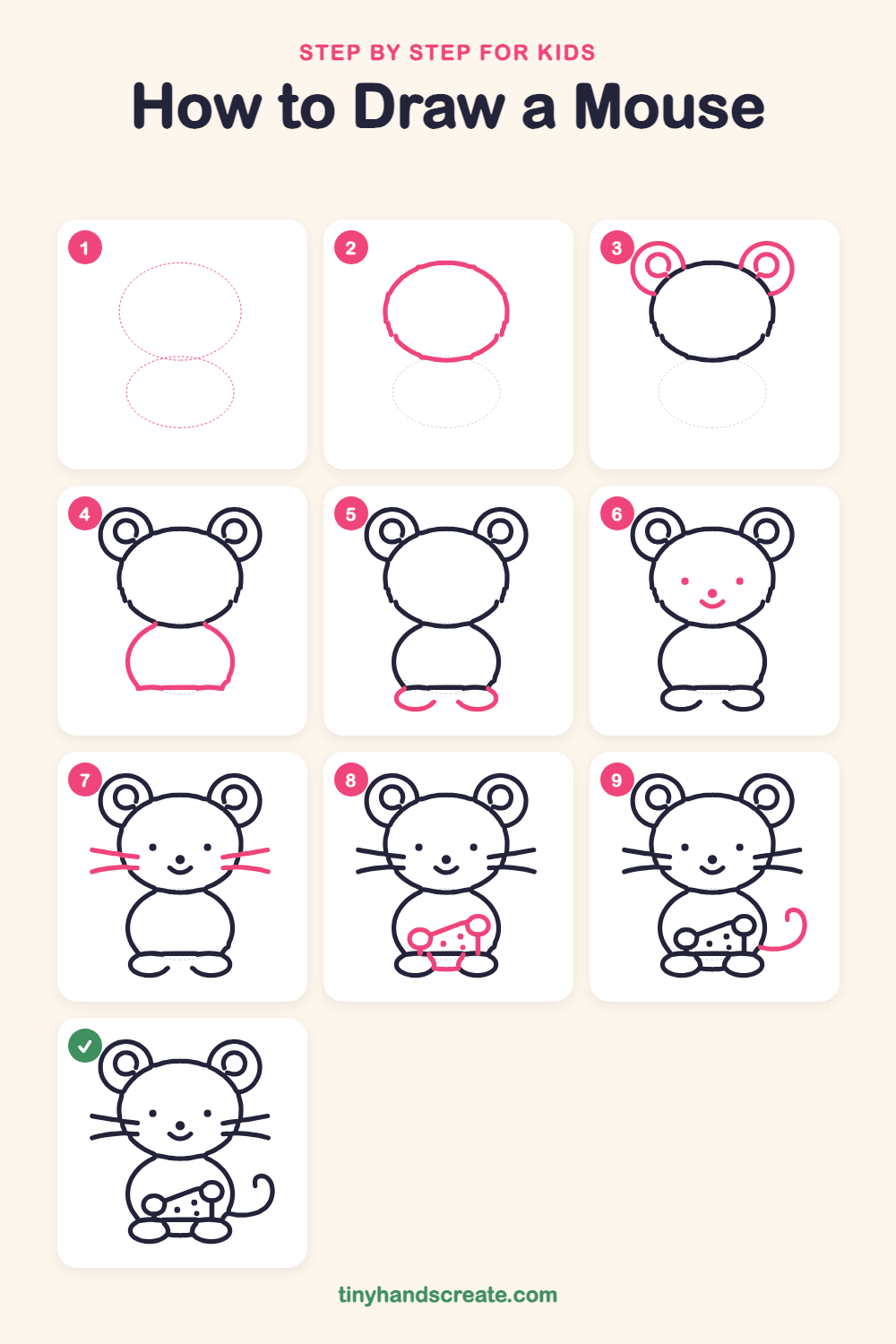 How to draw a mouse step by step for kids