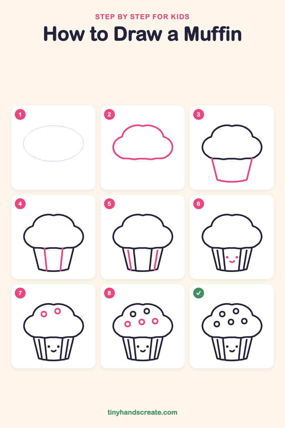 How to draw a muffin step by step for kids