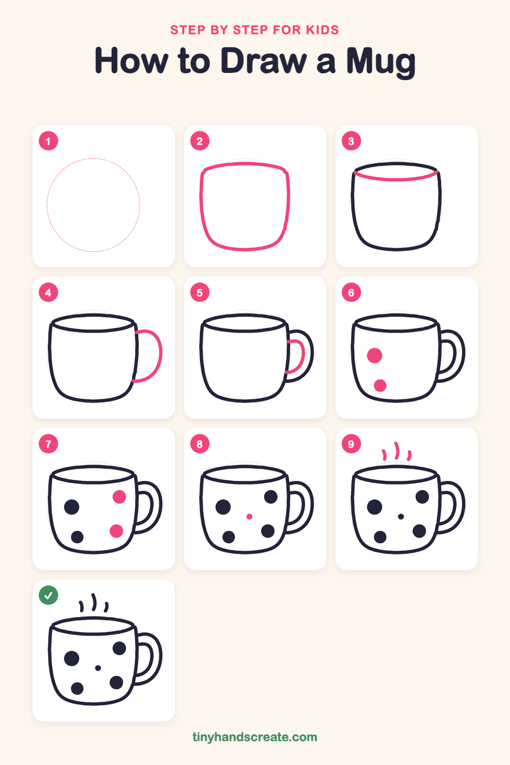 How to draw a mug step by step for kids