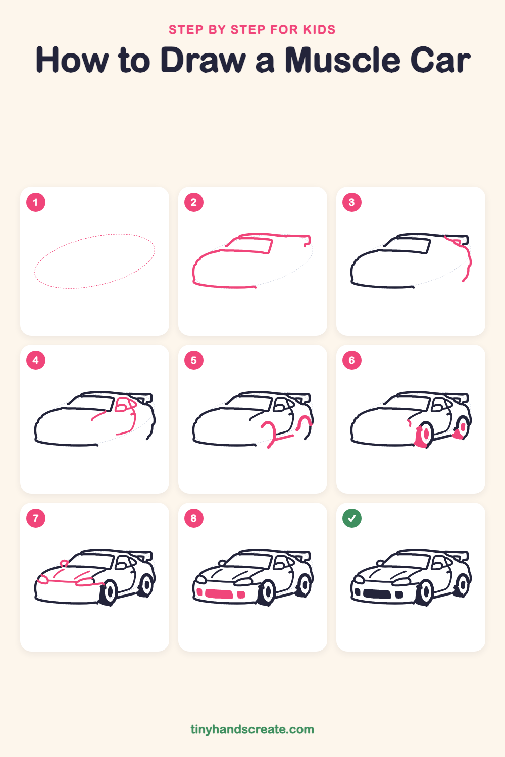 How to draw a muscle car step by step for kids
