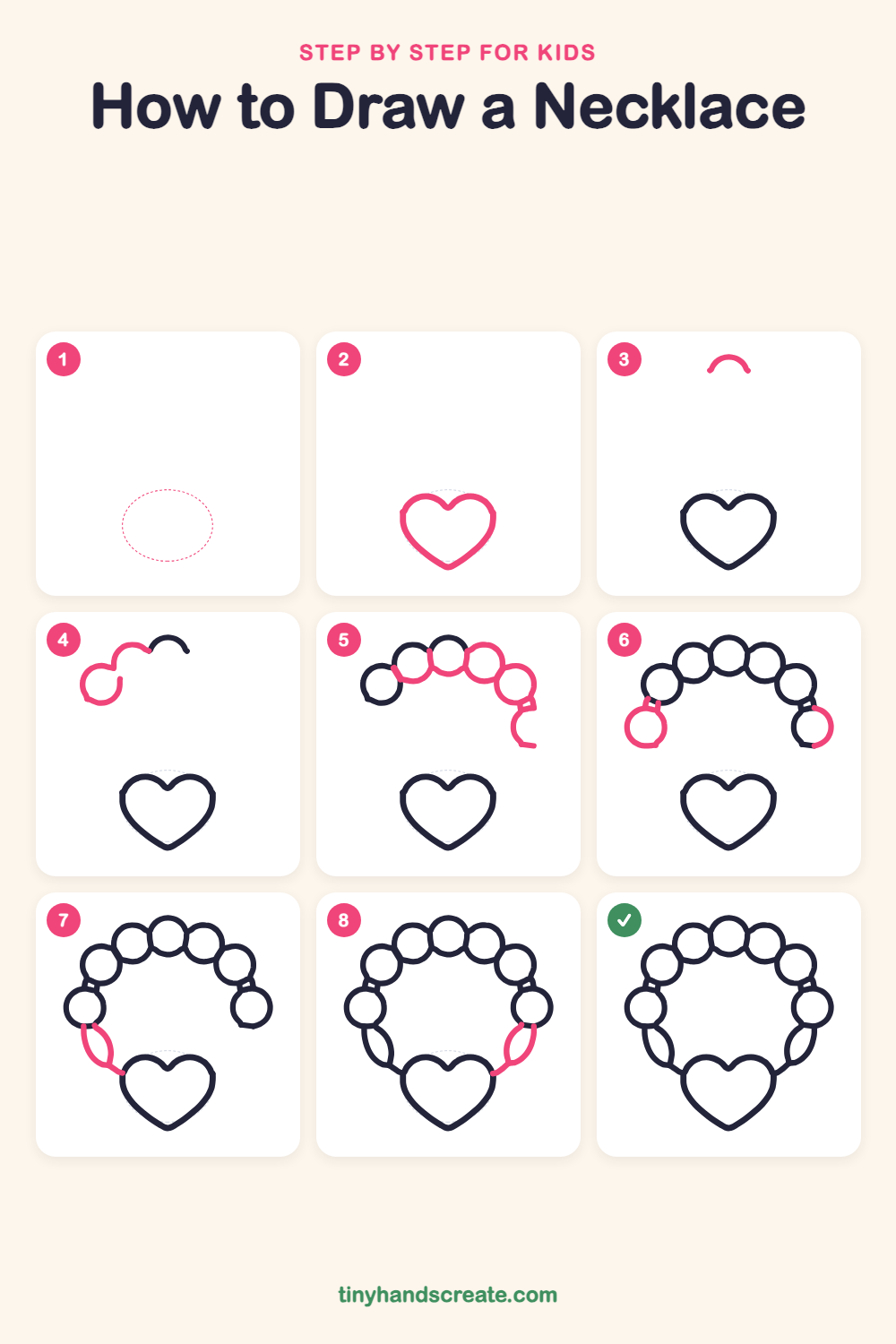 How to draw a necklace step by step for kids
