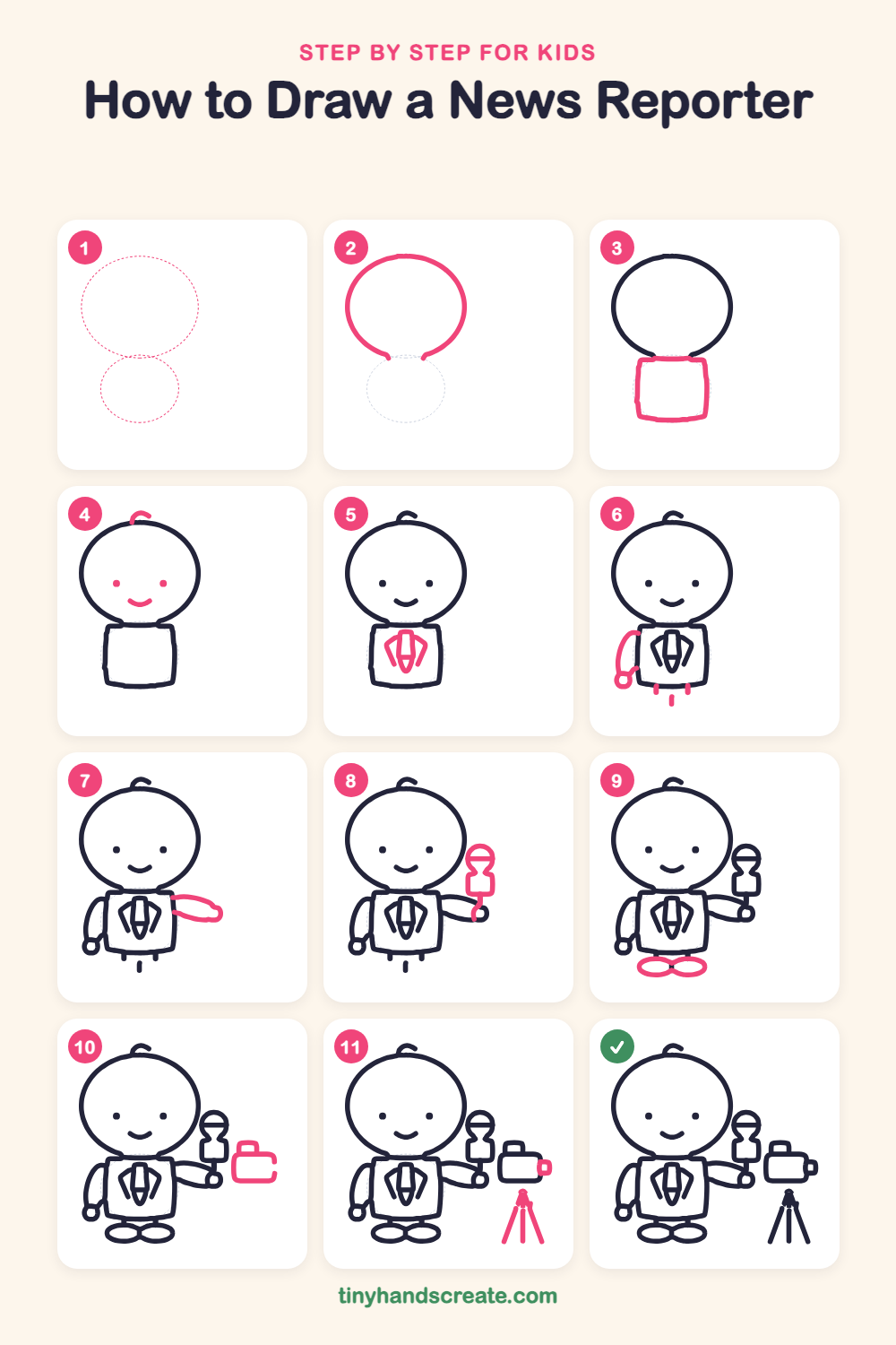 How to draw a news reporter step by step for kids