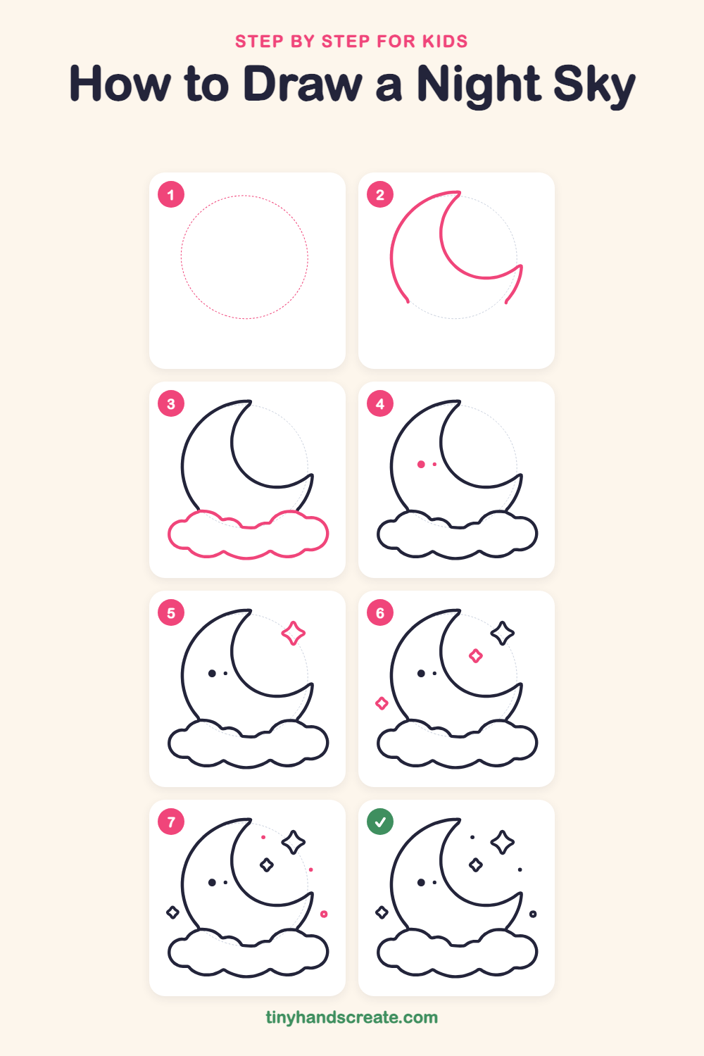 How to draw a night sky step by step for kids