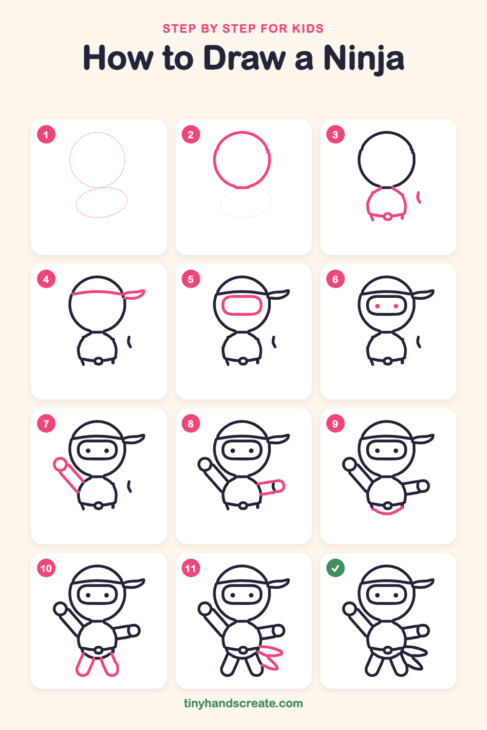 How to draw a ninja step by step for kids