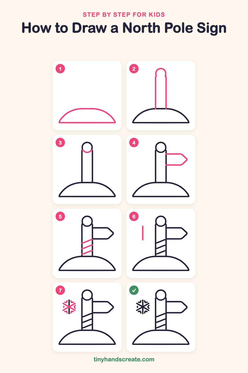 How to draw a North Pole sign step by step for kids