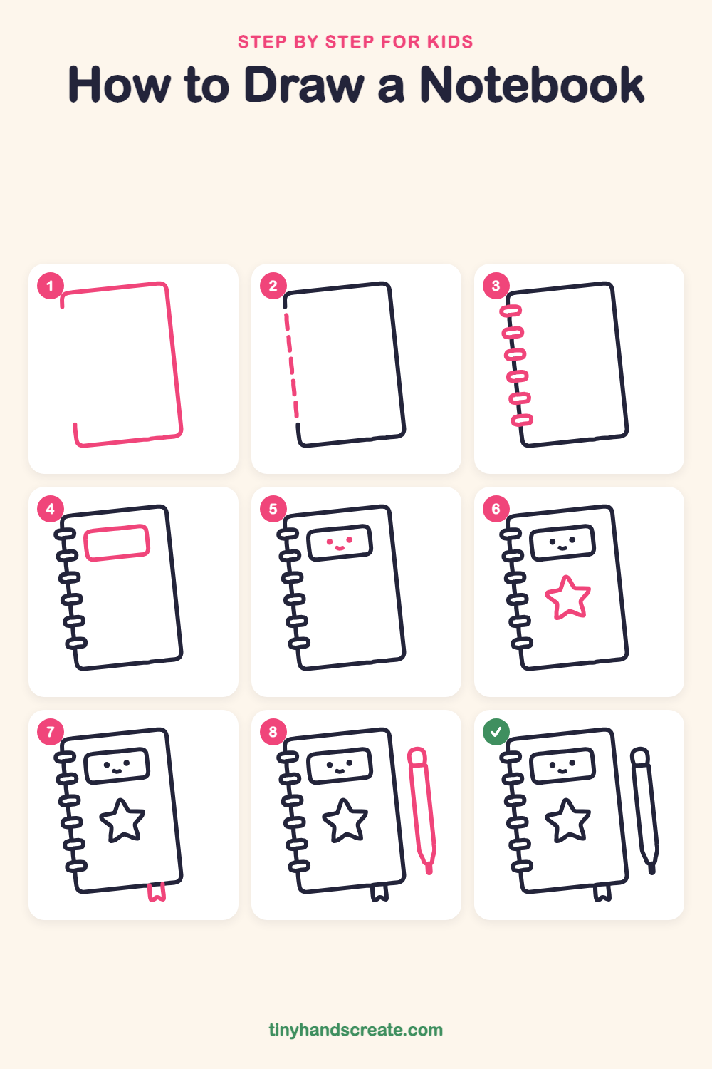 How to draw a notebook step by step for kids