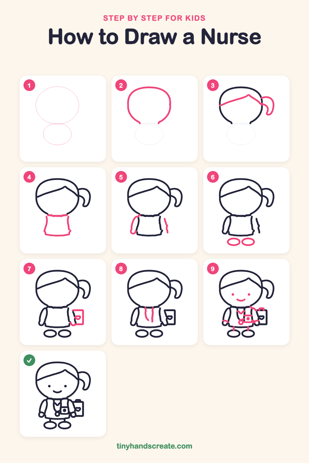 How to draw a nurse step by step for kids
