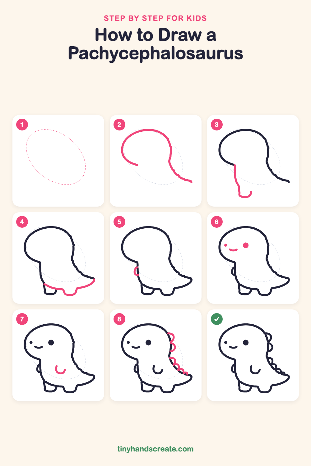 How to draw a pachycephalosaurus step by step for kids