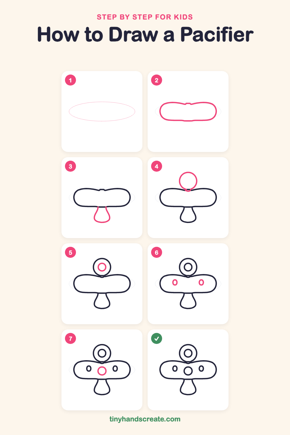 How to draw a pacifier step by step for kids