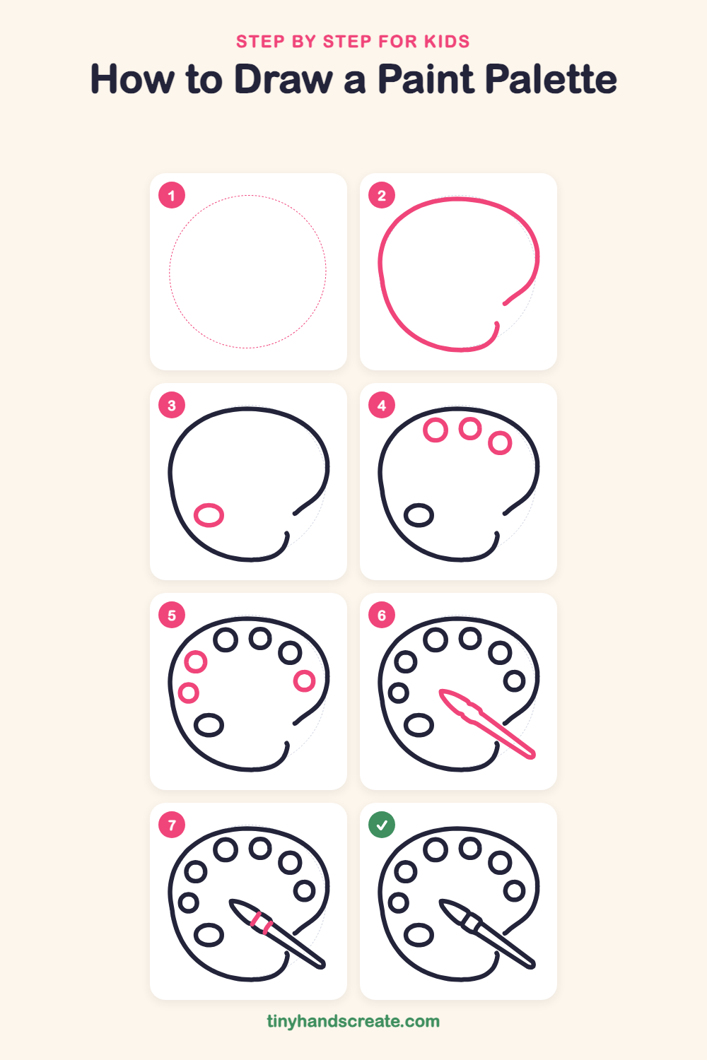How to draw a paint palette step by step for kids
