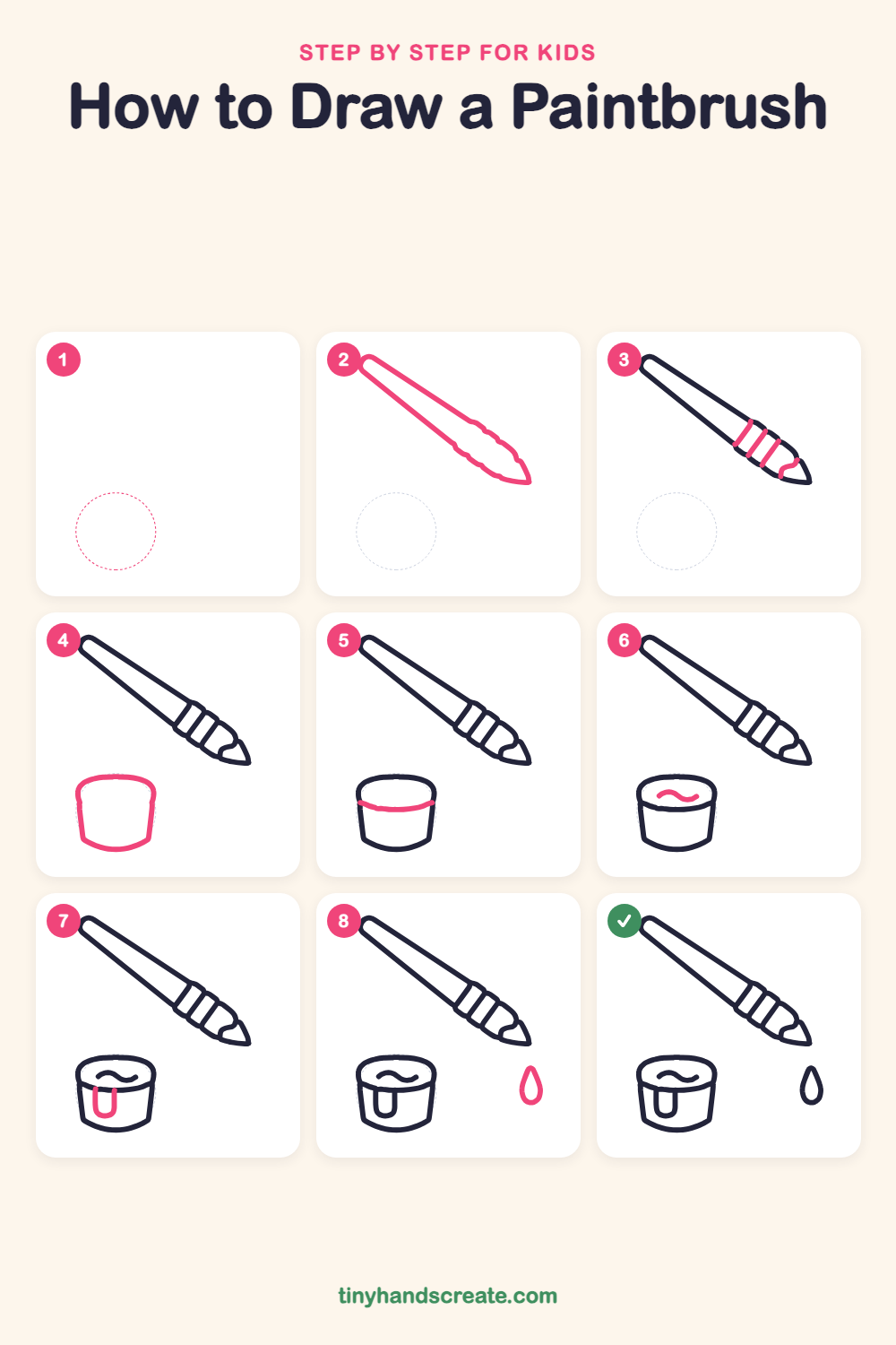 How to draw a paintbrush step by step for kids