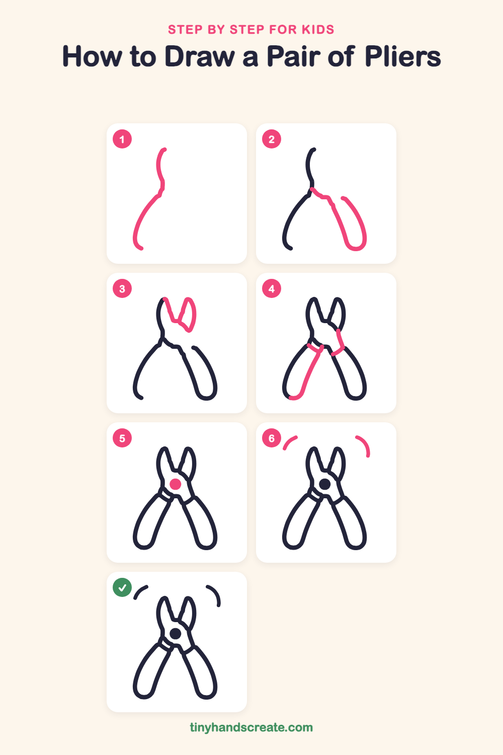 How to draw a pair of pliers step by step for kids