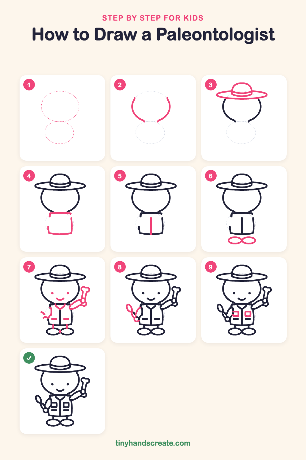 How to draw a paleontologist step by step for kids