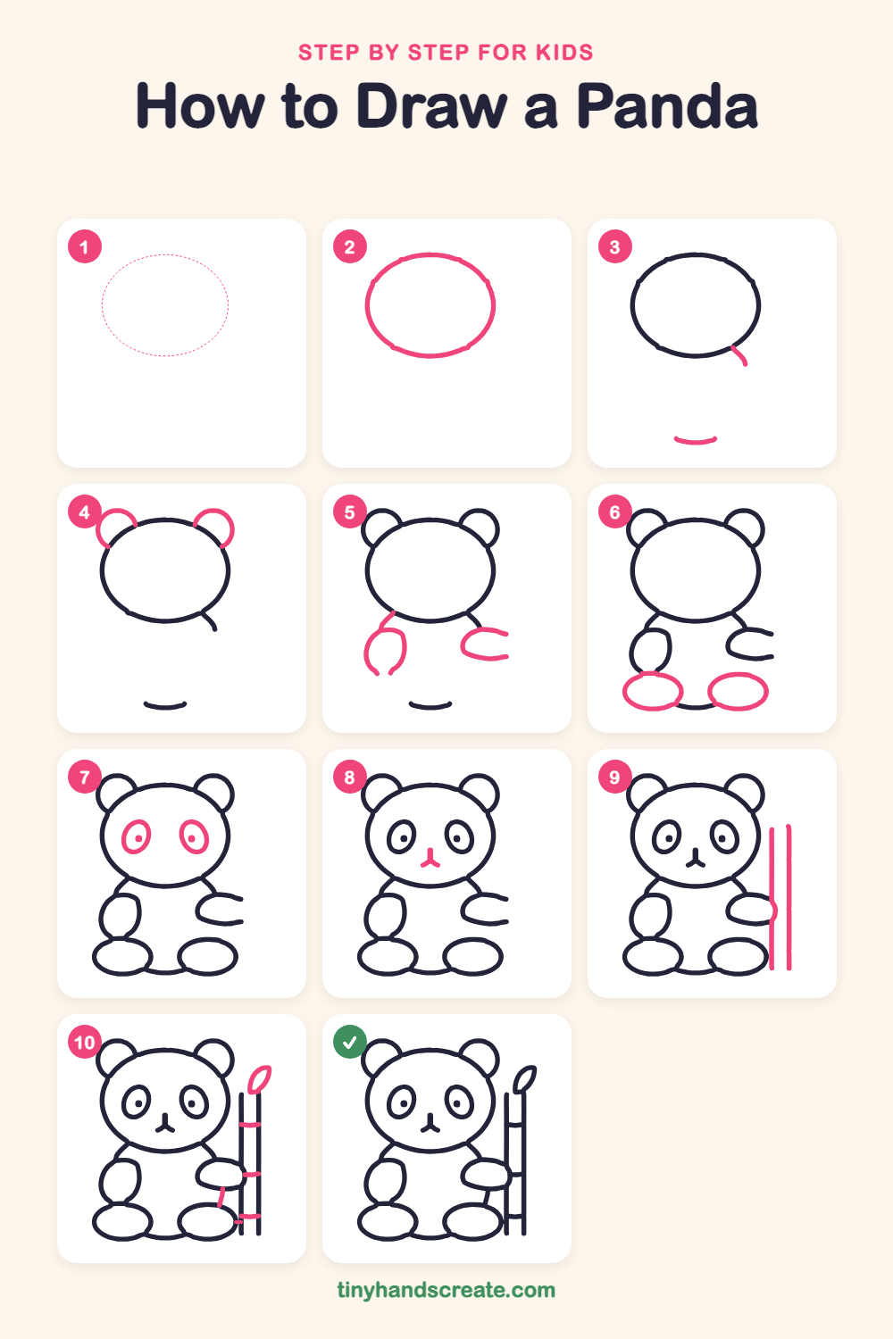How to draw a panda step by step for kids