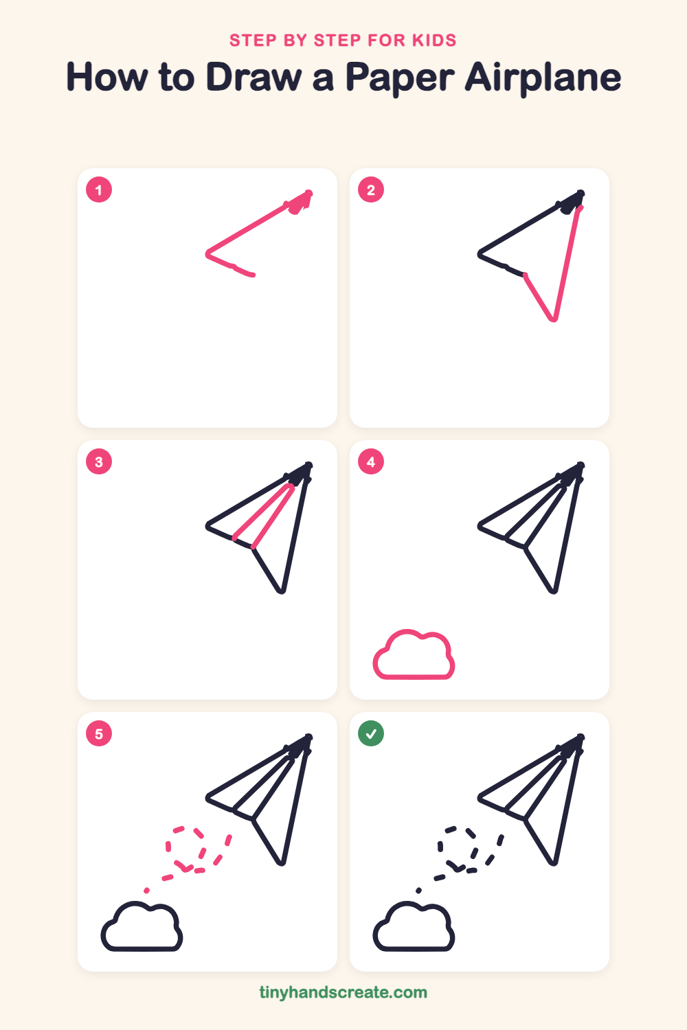 How to draw a paper airplane step by step for kids