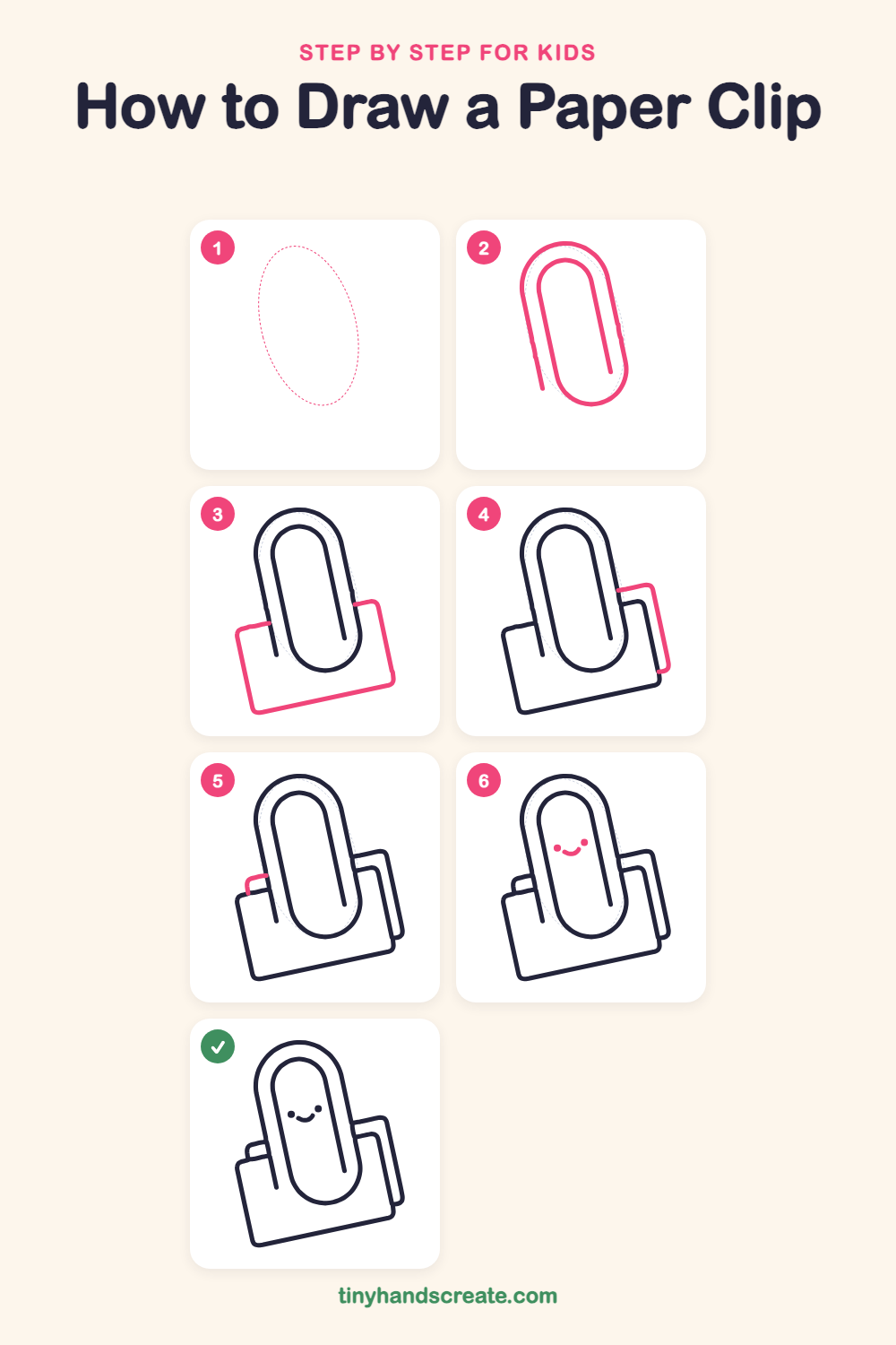 How to draw a paper clip step by step for kids