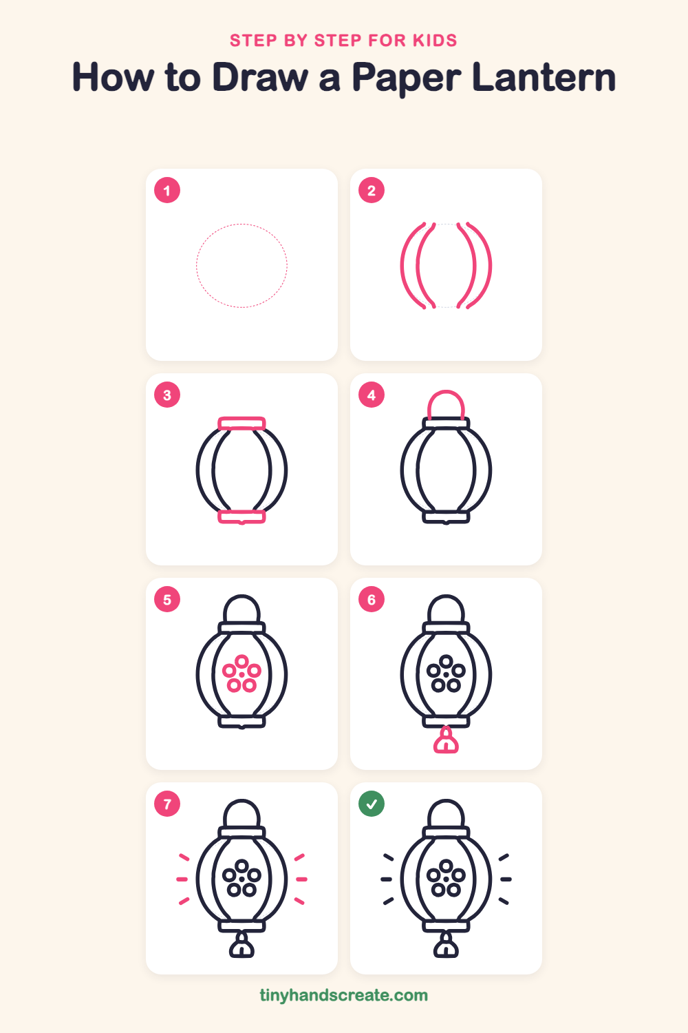 How to draw a paper lantern step by step for kids