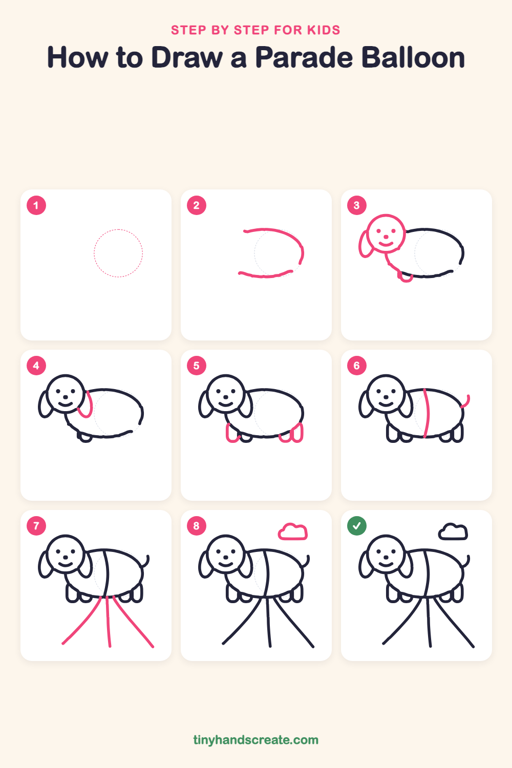 How to draw a parade balloon step by step for kids