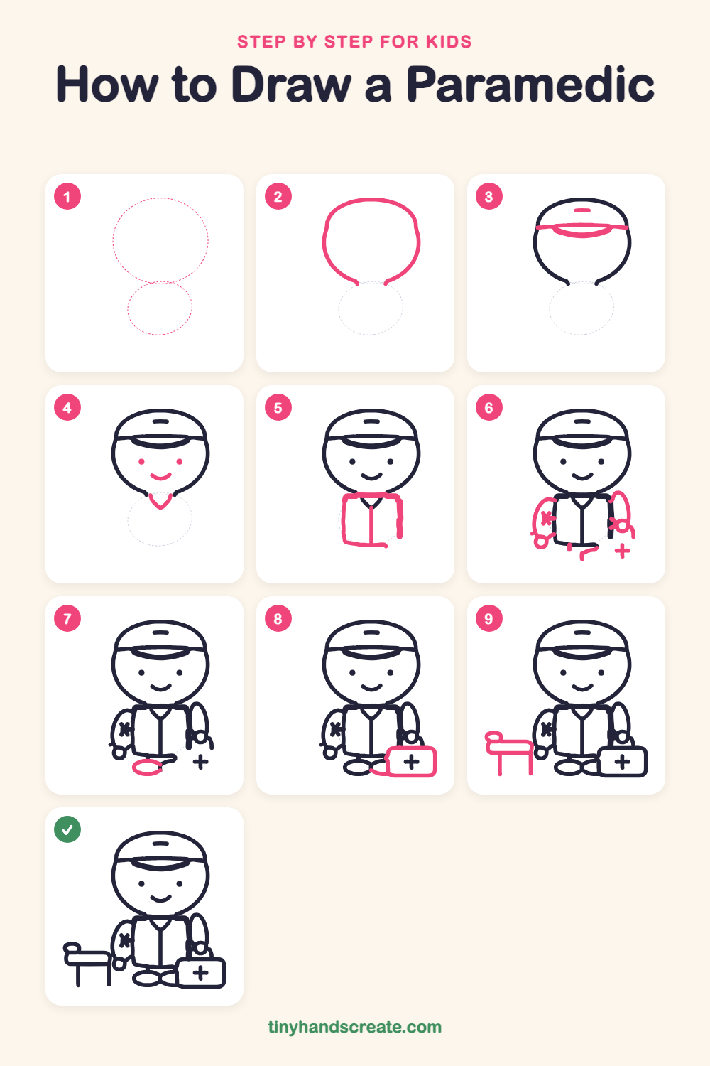 How to draw a paramedic step by step for kids