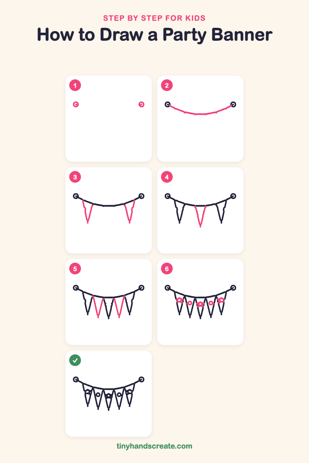 How to draw a party banner step by step for kids