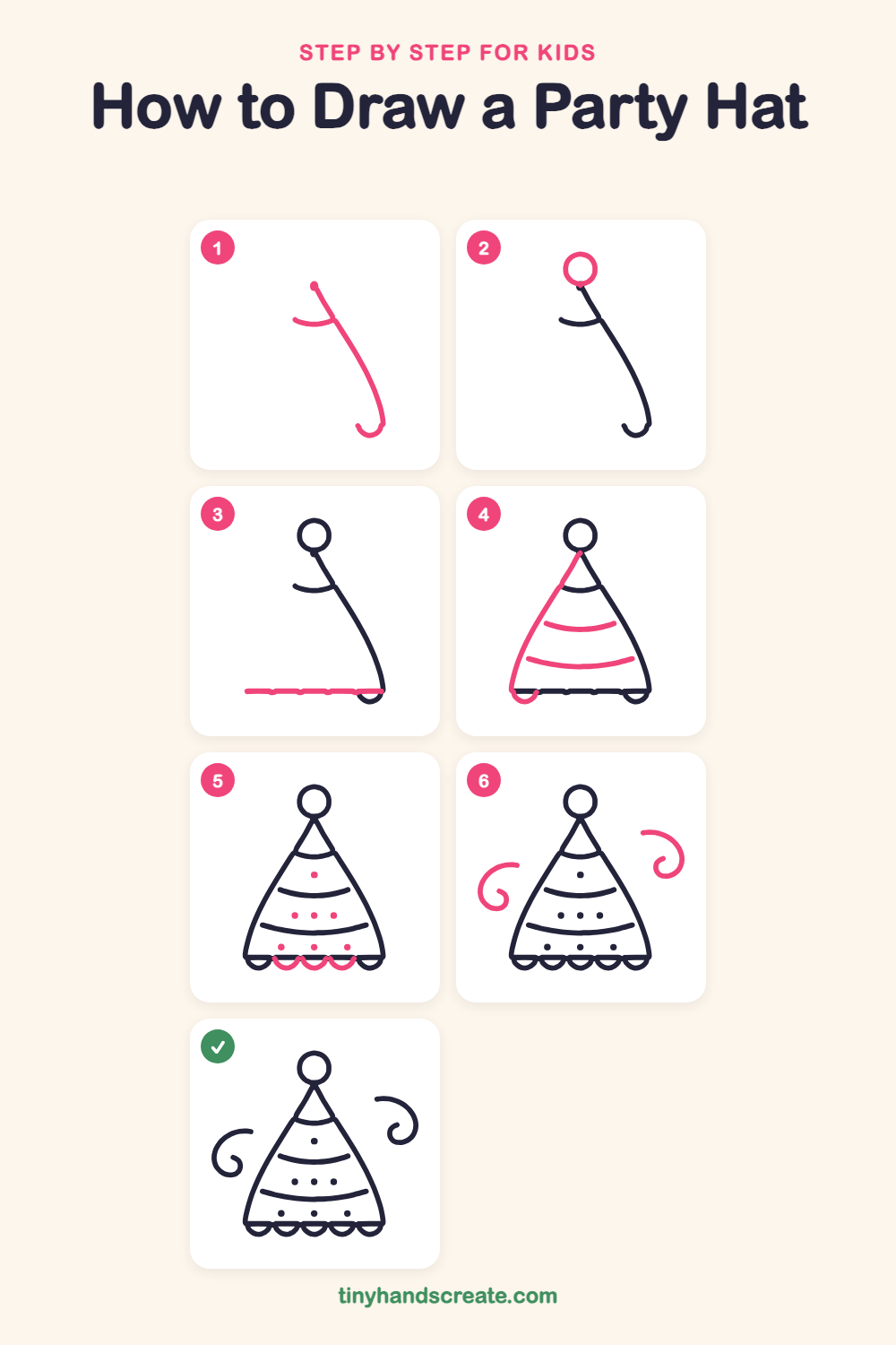How to draw a party hat step by step for kids