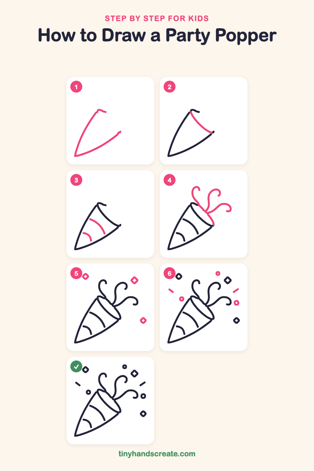 How to draw a party popper step by step for kids